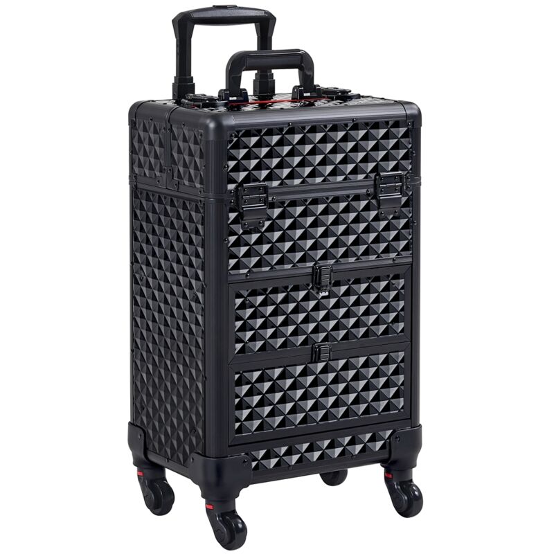 Yaheetech - Valise de Maquillage Professionnelle avec Tiroirs Mallette Cosmétique à Roulettes Pivotante à 360° Voyage pour Esthéticienne Coiffeuse