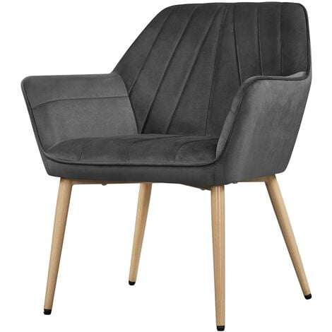 Yaheetech Velvet Tufted Accent Chair Armchair, Dark Gray
