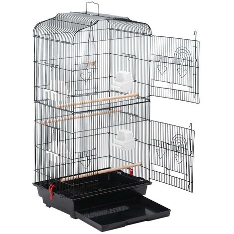 Yaheetech – Volière portable pour oiseaux 46 x 35 x 104,5 cm – Métal et plastique – 4 perchoirs et mangeoire – Accès facile et nettoyage simplifié