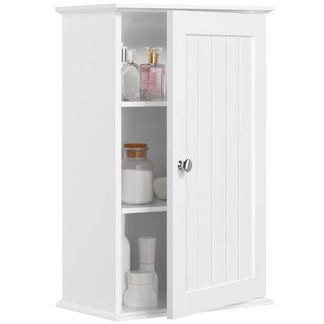 White 59.5 x 31 x 59.7cm Yaheetech Bathroom Wall Cabinets/Cupboard with Double Door and Adjustable Shelf Kitchen/Toilet Storage/Organiser Unit 
