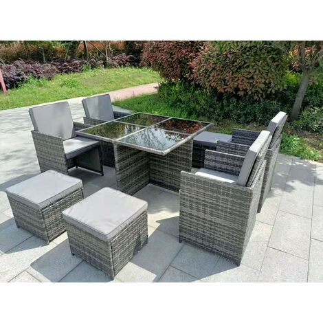 Yakoe Eton Rattan Garden 8 Seater Cube Set In Grey E8ca1 Hyr20 2