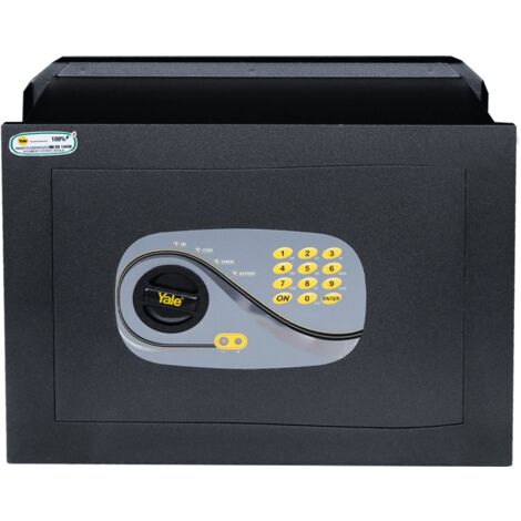 YALE Cassaforte a muro Y3260525 nera, con accessso digitale programmabile, Dimensioni 46x34x24 cm, Made in Italy