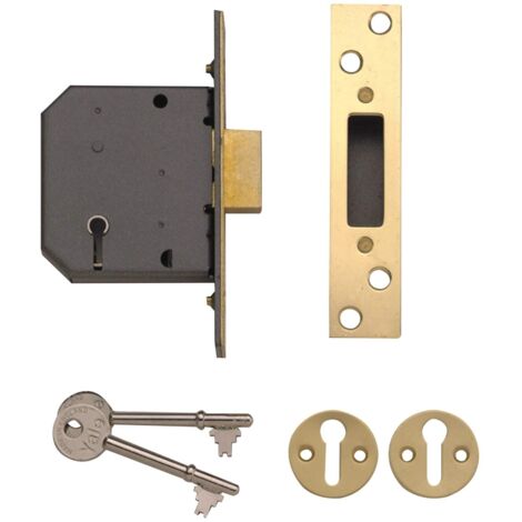 Yale Locks 650552105025 PM552 5 Lever Mortice Deadlock 67mm 2.5in Polished Brass YALPM552PB25