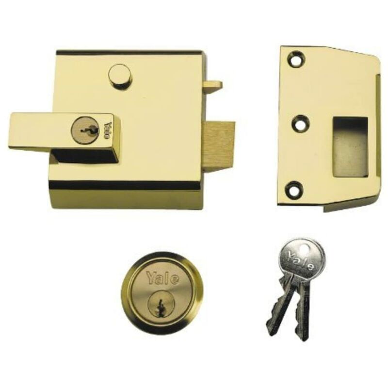 Image of Yale Locks P1 - Serratura di sicurezza doppia Nightlatch, finitura Brasslux, 60 mm