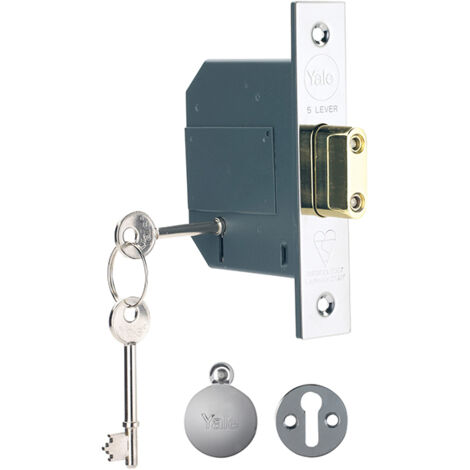 Yale Locks Pm562 Hi-Security Bs 5 Lever Mortice Deadlock 81Mm 3In Polished Chrome