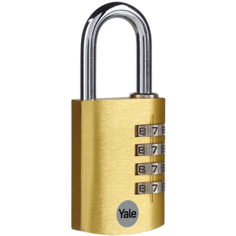 Yale Lucchetto a combinazione in alluminio 38 mm oro: corpo leggero e resistente con oltre 1000 combinazioni e test anticorrosione per protezione quotidiana di armadietti borse e cassette