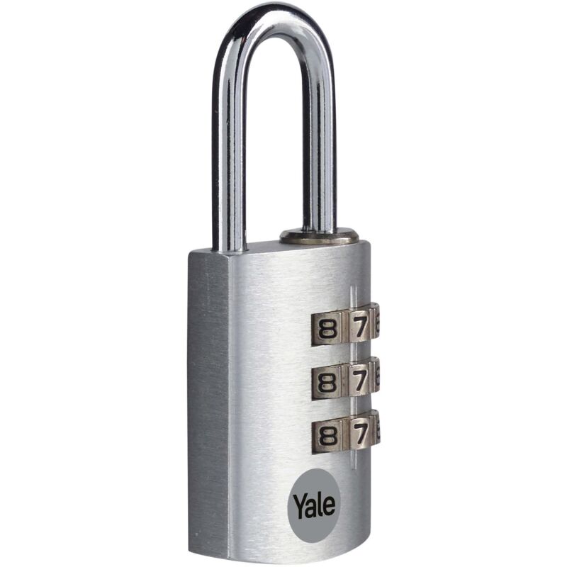 Yale - Lucchetto in alluminio a combinazione YE3CB/28/126/1/BK nero, corpo 28mm, arco in acciaio, combinazione a 3 cifre