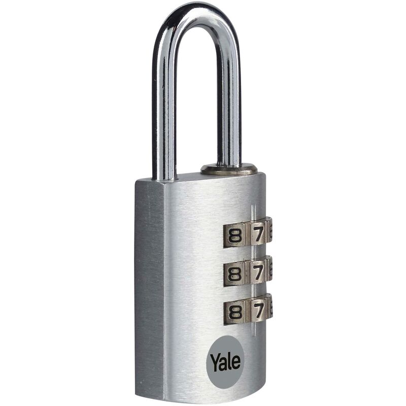 Yale - Lucchetto in alluminio a combinazione YE3CB/28/126/1/BK nero, corpo 28mm, arco in acciaio, combinazione a 3 cifre