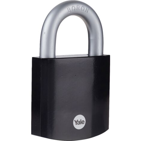 YALE Lucchetto di massima sicurezza in acciaio temprato Y300B/63/127/1 nero, corpo 62mm, arco in acciaio indurito al boro, 3 chiavi