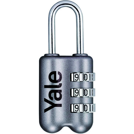 Yale LUCCHETTO DI SICUREZZA VALIGIA COMBINAZIONE mm. 23 Corpo lega zinco - Arco acciaio  Col. Grigio
