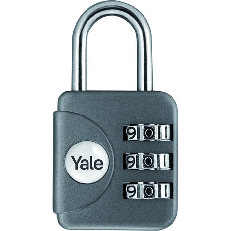 Yale LUCCHETTO DI SICUREZZA VALIGIA COMBINAZIONE mm. 28 Corpo lega zinco - Arco acciaio  Col. Grigio