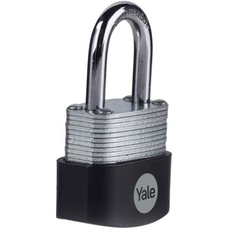 YALE Lucchetto in acciaio laminato di alta sicurezza Y115B/30/117/1 corpo 30mm, arco in acciaio indurito, 3 chiavi