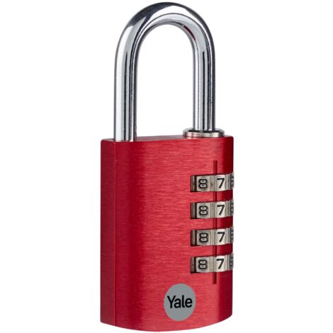Yale Lucchetto in alluminio a combinazione YE3CB/38/131/1/CO rosso, corpo 38mm, arco in acciaio, combinazione a 4 cifre