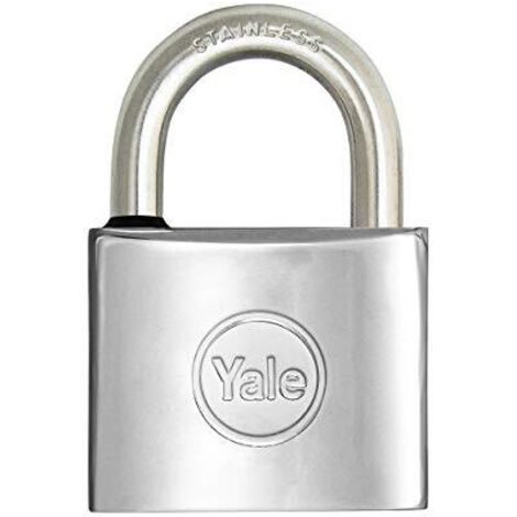 YALE Lucchetto marino in ottone cromato Y1140050080X, larghezza corpo 50 mm, arco in acciaio inossidabile da 26 mm, con anello in gomma e doppio sistema di chiusura