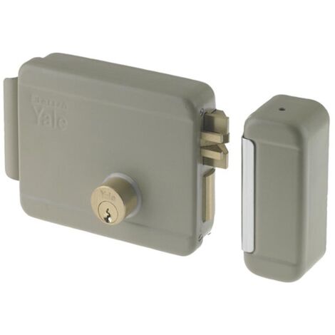 Yale serratura elettrica per cancelli mano sx scatola mm 130 x 105 entrata 50 mm cilindro interno ed esterno scrocco autobloccante 2 mandate completa di contropiastra tettoia
