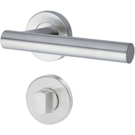 Yale Set di maniglie T-Shape in acciaio inossidabile per porta con nottolino per chiusura privacy 35-S1TS-RRWC-88-3101, satinate, design moderno, adatto per porte interne