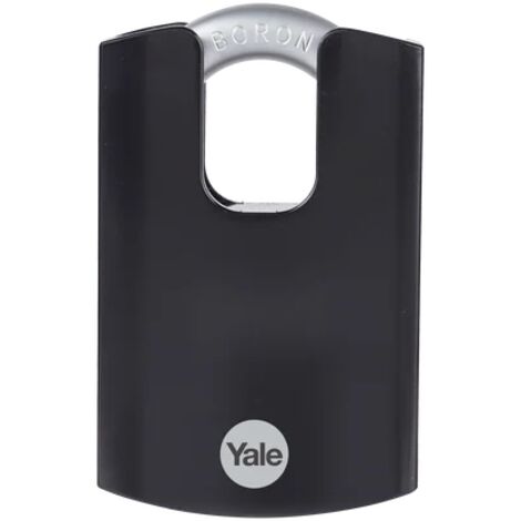 Yale - Y300CB/63/127/1 Maximale Sicherheit 62 mm Vorhängeschloss aus gehärtetem Stahl mit geschlossenem Bügel aus Bor - Schwarz - 3 Schlüssel