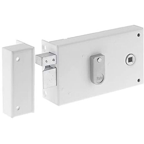 Yale YAH37G Serratura in Applique Orizzontale a Frusta, 2 Chiavi, Versione Sinistra, per griglia e cancelli, Bianco, Gauche