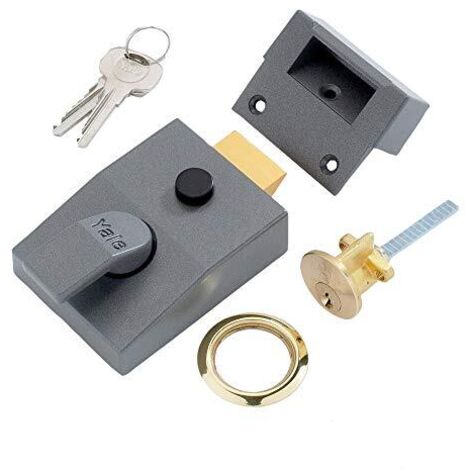 Yale YALP89DMGPB Serratura Notturna ad Alta Sicurezza con Blocco Automatico, Grigio Metallizzato Scuro/Ottone, 60 mm