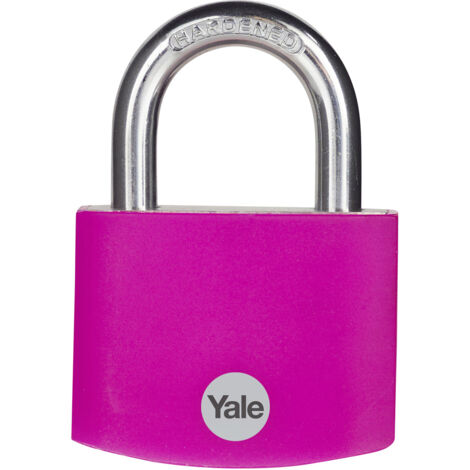 Yale - YE3B/50/126/1/P Standardsicherheit 50mm Aluminium Vorhängeschloss - Rosa - Bügel aus gehärtetem Stahl - 3 Schlüssel