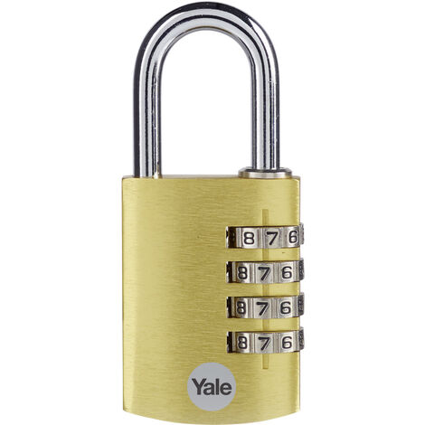 Yale - YE3CB/38/131/1/GO Standardsicherheit 38 mm Aluminium Kombination Vorhängeschloss - Gold - Offener Bügel aus gehärtetem Stahl - 4-Ziffern-Kombinationsschloss