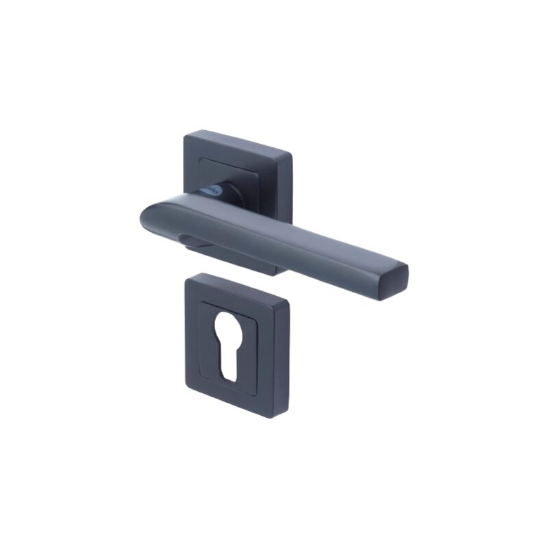 Paire de poignées porte Sienna Noir Mat Yale Rosaces fonction trou de cylindre - carré 7mm