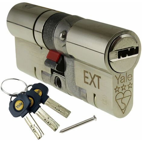 Yale YS3-4550N Anti-Snap 3 Star Euro Doppio Cilindro, Alta Sicurezza, 45:50 (95mm), Finitura in Nichel