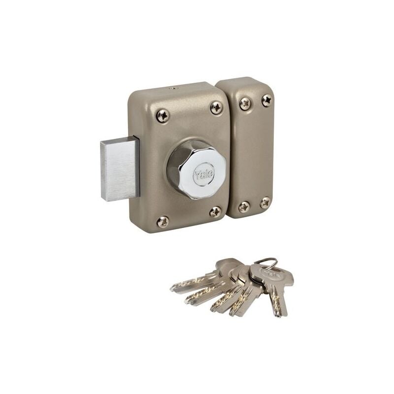 Yale - Verrou de porte à bouton/cylindre 23 mm - longeur 30 mm - beige