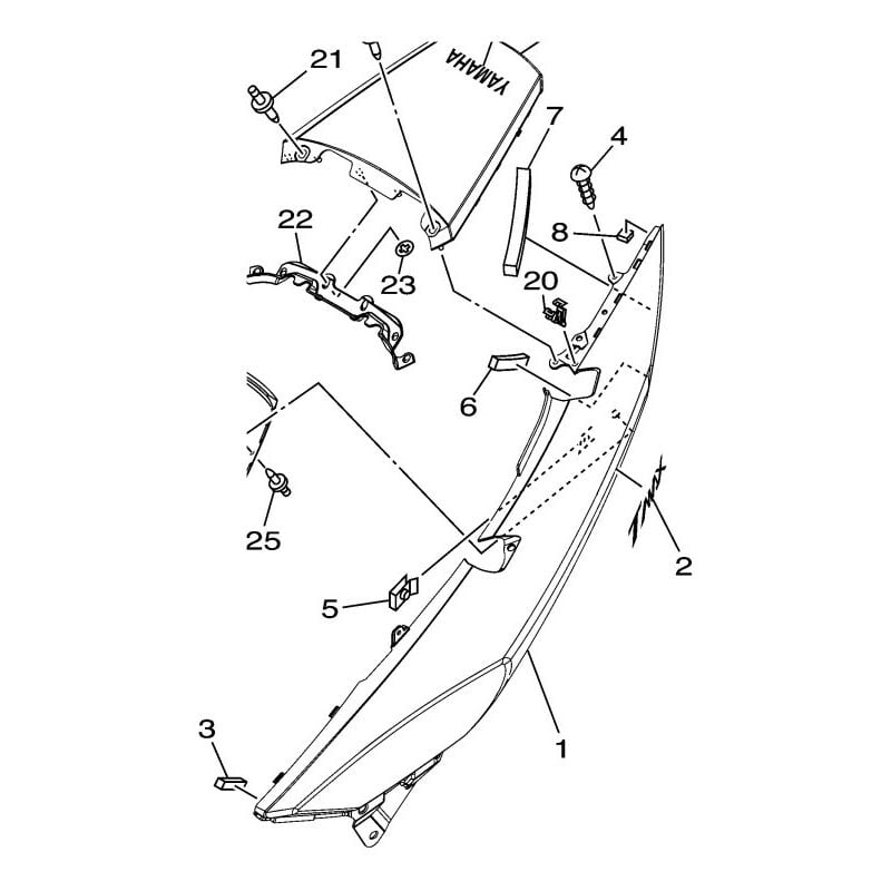 4B5-21711-00-WG Cache latéral 1 (gauche) T-Max 500 '09/10 Gris hts - Yamaha