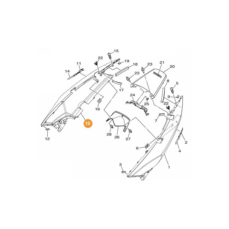 4B5-21721-00-P6 Cache latéral 2 (droit) T-Max 500 '09/10 bleu mat - Yamaha
