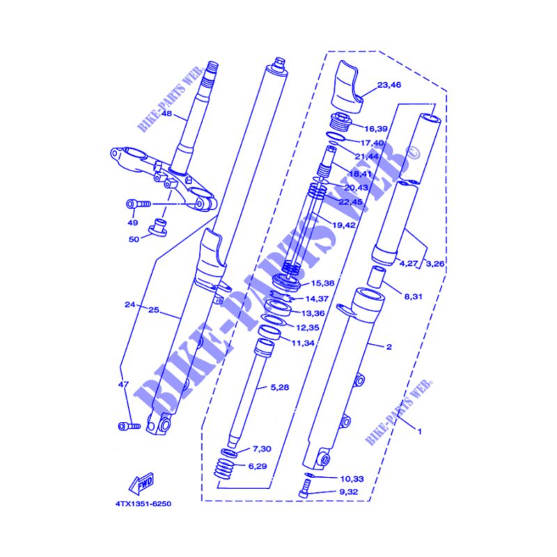 Yamaha - 4TX-23136-00 - Fourreau de fourche (gauche) - tdm 850 1996/01