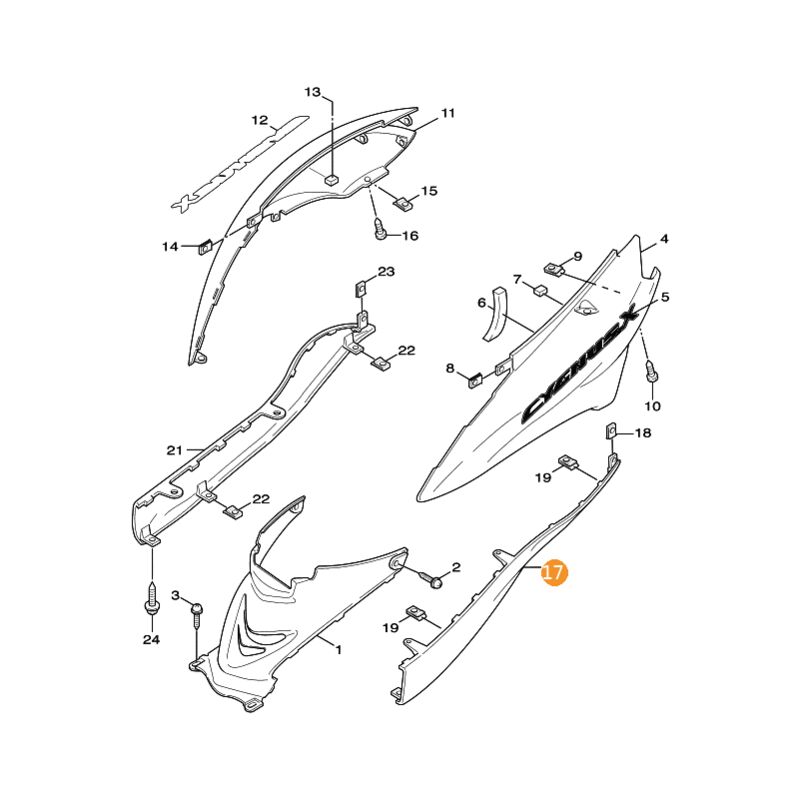 

5 ML-F171L-00-P3 cubierta lateral 1 XC125 Cygnus '04 / 05 azul de medianoche - Yamaha