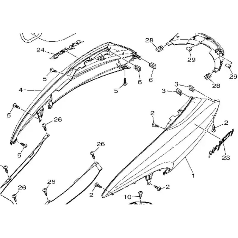 5RU-21711-00-P1 - Cache latéral arrière gauche Bleu - Majesty 400 2004/05 - Yamaha