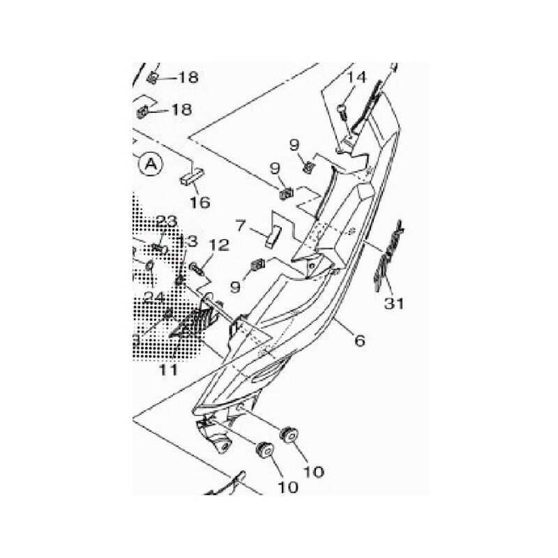 Yamaha 59C-21711-00-P9 - Cache latéral arrière gauche Gris - T-Max 530 2012/17
