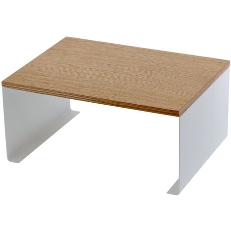 YAMAZAKI 3923 TOSCA Stackable WoodTop Shelf, white, Steel/Wood, 30.5 x 22 x 14.5 cm