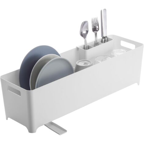 YAMAZAKI 4314 TOWER Slim Dish Drainer, white, ABS Resin, 55.5 x 16.5 x 16 cm