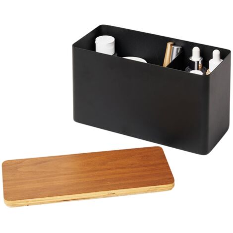 yamazaki Rin Box portaoggetti, Acciaio, Legno, Nero, Taglia Unica