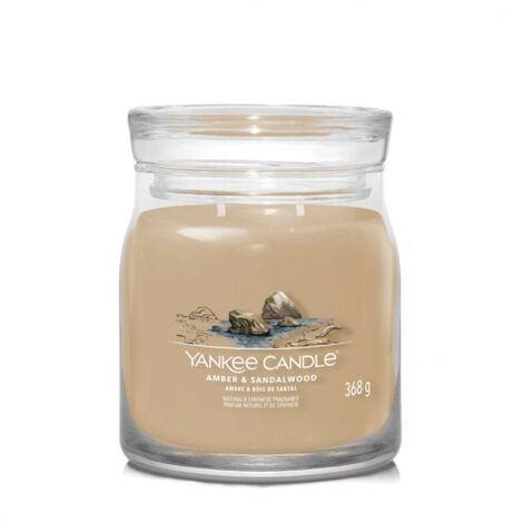Yankee Candle - Bougie signature ambre et bois de santal modèle moyen
