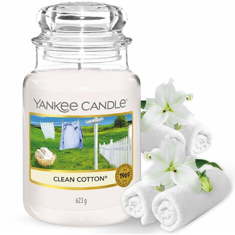 Yankee Candle Candela profumata in giara grande  Clean Cotton  Durata Fino a 150 Ore  Regali perfetti per la festa della mamma per le donne