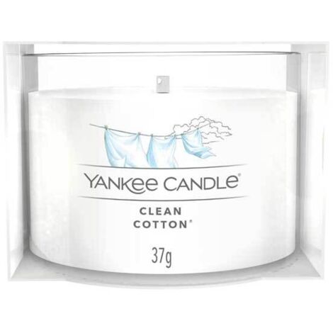 YANKEE CANDLE CANDELA PROFUMATA VOTIVE IN VETRO CLEAN COTTON PROFUMO CASA INTERNI