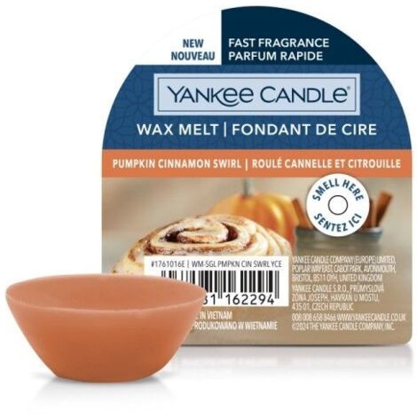 YANKEE CANDLE, CERA DA FONDERE, PUMPKIN CINNAMON SWIRL, CASA, PROFUMATORI AMBIENTI