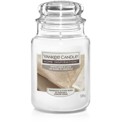 Yankee Candle Duftkerze Großes Glas White Linen & Lace 538 g, weiß