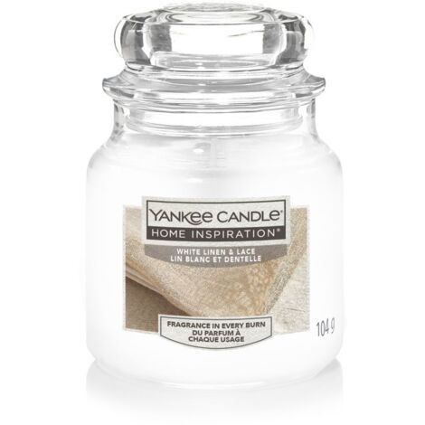 Yankee Candle Duftkerze Kleines Glas White Linen & Lace 104 g weiß Duft Kerze