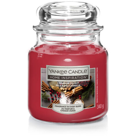 Yankee Candle Duftkerze Mittleres Glas Cinnamon Delight 340 g, rot Duftkerze
