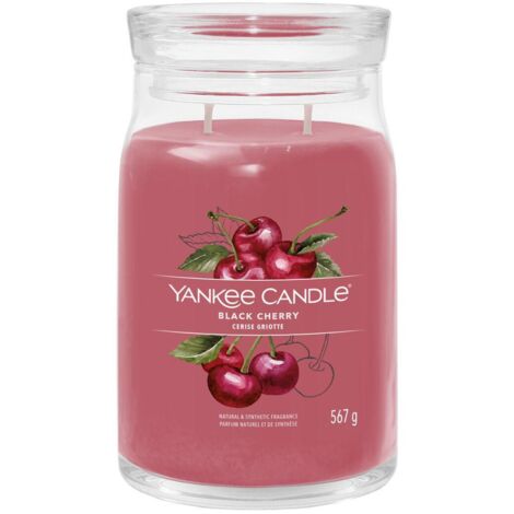 YANKEE CANDLE SIGNATURE BOUGIE PARFUMÉE  GRANDE BOUGIE EN POT CERISE NOIRE AVEC DOUBLE MÈCHE  MÉLANGE DE CIRE DE SOJA