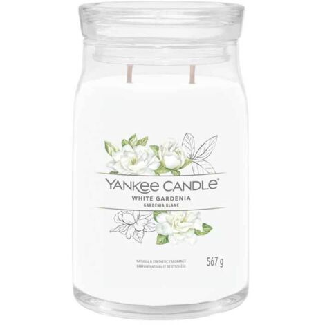 YANKEE CANDLE SIGNATURE BOUGIE PARFUMÉE  GRANDE BOUGIE EN POT GARDÉNIA BLANC AVEC DOUBLE MÈCHE  BOUGIE EN CIRE DE SOJA À COMBU