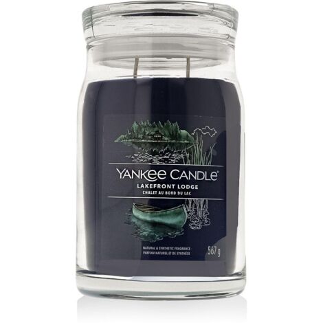 YANKEE CANDLE SIGNATURE BOUGIE PARFUMÉE  GRANDE BOUGIE EN POT LAKEFRONT LODGE AVEC DOUBLE MÈCHE  MÉLANGE DE CIRE DE SOJA À COM
