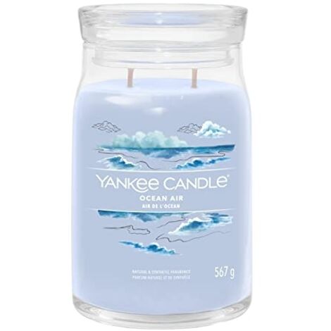 YANKEE CANDLE SIGNATURE BOUGIE PARFUMÉE  OCEAN AIR GRANDE BOUGIE EN POT AVEC DOUBLE MÈCHE  MÉLANGE DE CIRE DE SOJA À COMBUSTIO