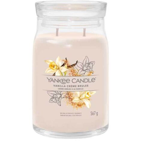 YANKEE CANDLE SIGNATURE CANDLE BOUGIE PARFUMÉE  GRANDE BOUGIE EN POT CRÈME BRÛLÉE À LA VANILLE AVEC DOUBLE MÈCHE  MÉLANGE DE C