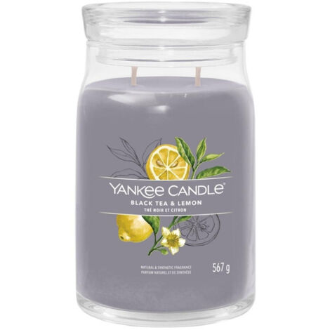 YANKEE CANDLE Signature Duftkerze im großen Glas, Duftrichtung Schwarzer Tee & Zitrone, 567 g